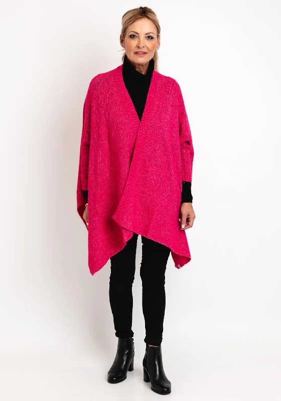 Fashionable Inner Wear Surkana One Size Open Short Knit Poncho, Fuchsia