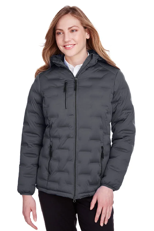 Minimal Classic North End Womens Loft Waterproof Full Zip Hooded Puffer Jacket - Carbon Grey/Black