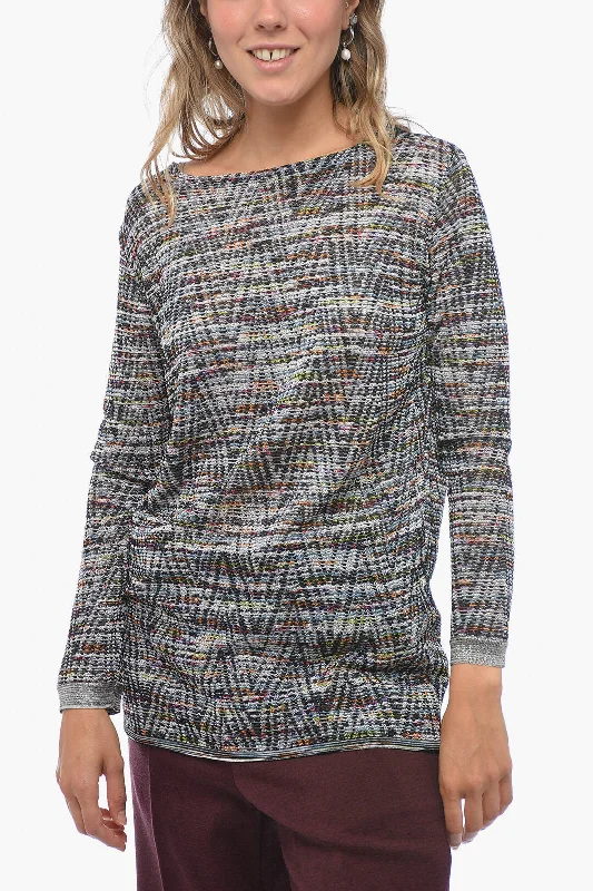 Fresh Wear Missoni Crew Neck Stretch Fabric Sweater with Lurex Edges