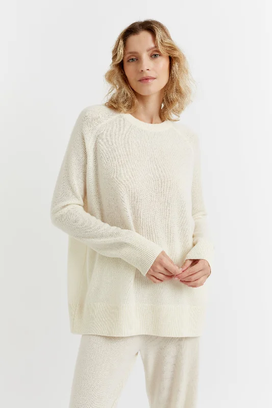 Personalized Wear Cream Cashmere Slouchy Sweater