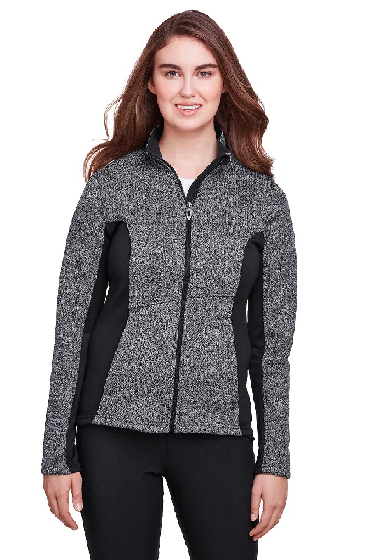 Floral Prints Spyder Womens Constant Full Zip Sweater Fleece Jacket - Heather Black/Black