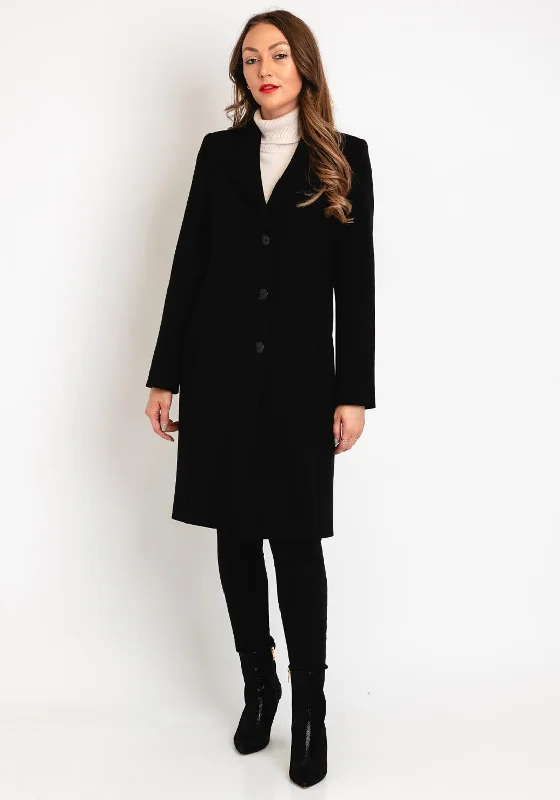 Celebrity Style Christina Felix Classic Tailored Long Coat, Black