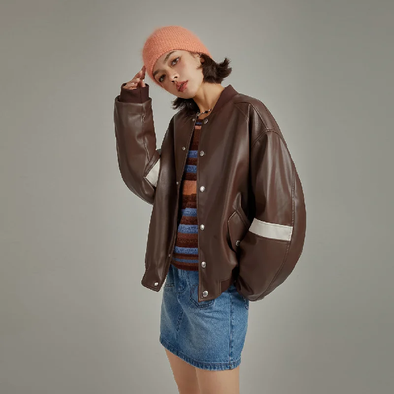 Modernism Color Varsity Leather Jacket