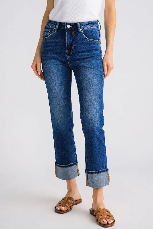 Celebrity Style Risen James Straightleg Cuffed Jeans