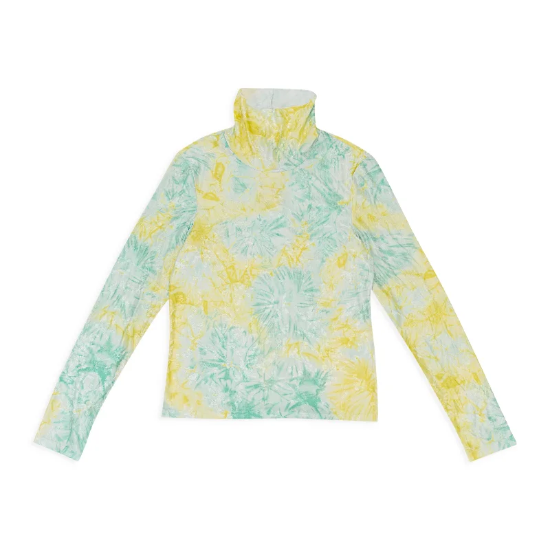 Retro Design CALLIPYGIAN TEXTURED TIE DYE YELLOW BLUE TURTLENECK