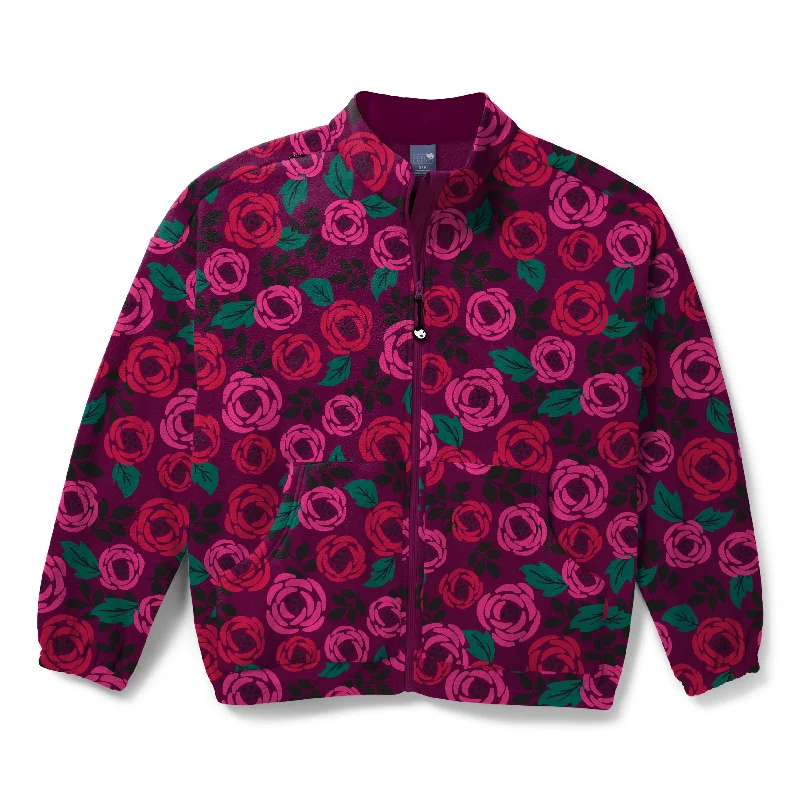 Fashion Expert Zoe+Chloe Boxy Fit Printed Fleece Jacket - Rosey Posey