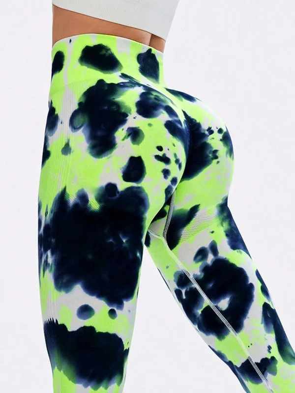 Fresh And Elegant ZASUWA Female Hot Tie-dye Quick Dry Hip-lift Leggings