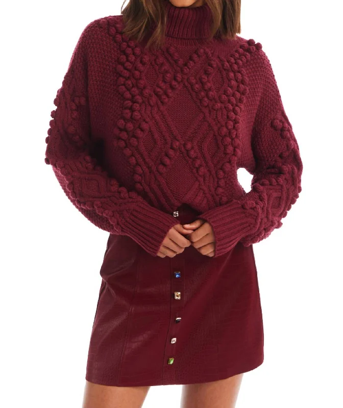 Goddess Outfit Daphne Turtleneck Sweater In Merlot