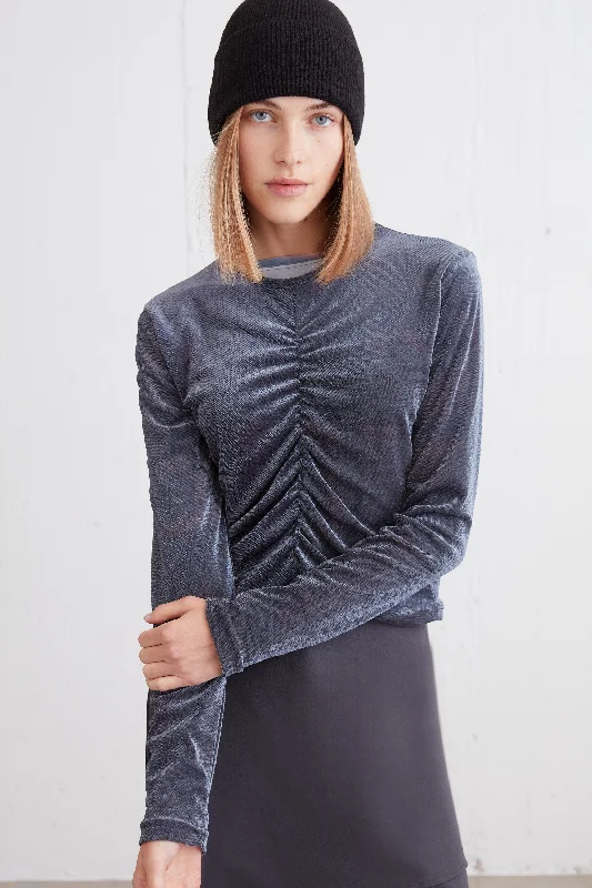 Must-have For Fashion SHINY TOP WITH FRONT GATHER DETAIL