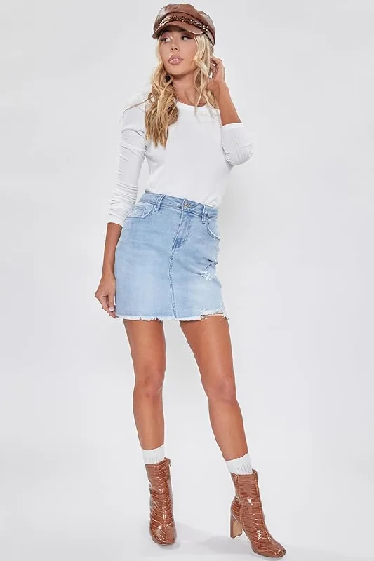 Noble And Elegant The Brinley Basic Mini Skirt with Frayed Hem