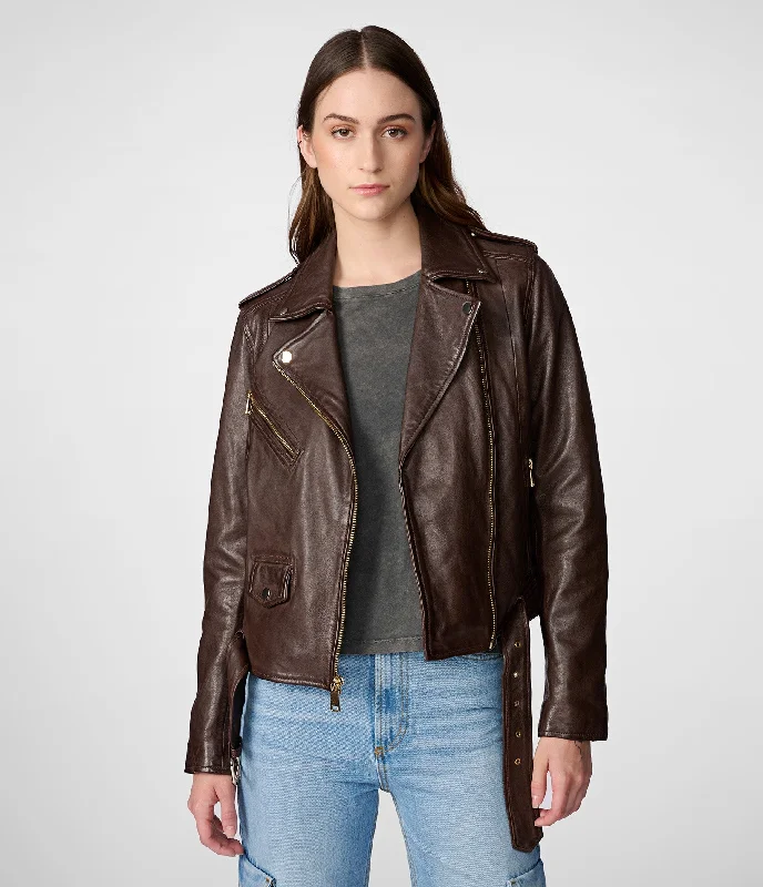 Summer Selection Ariana Leather Moto With Gold Hardware