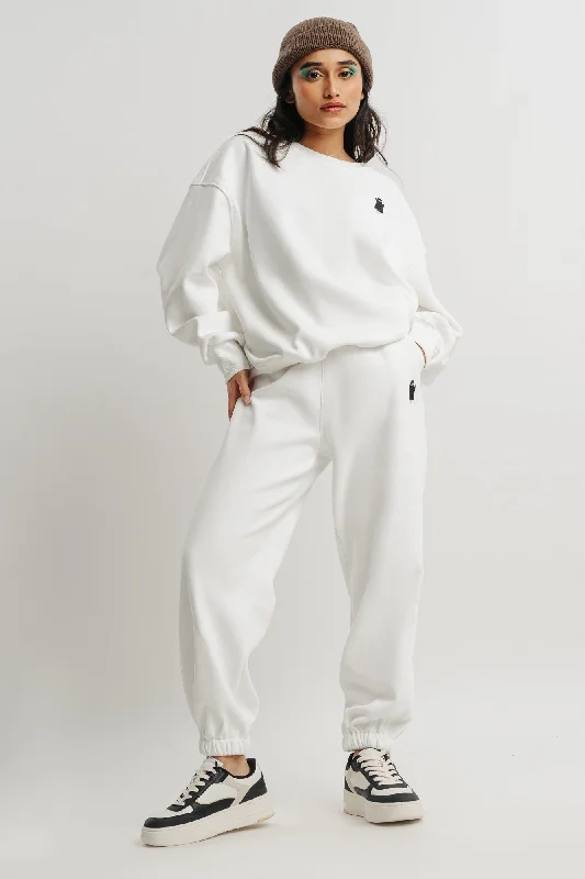 Leisure Sports White Two Piece Sweatshirt And Jogger Set