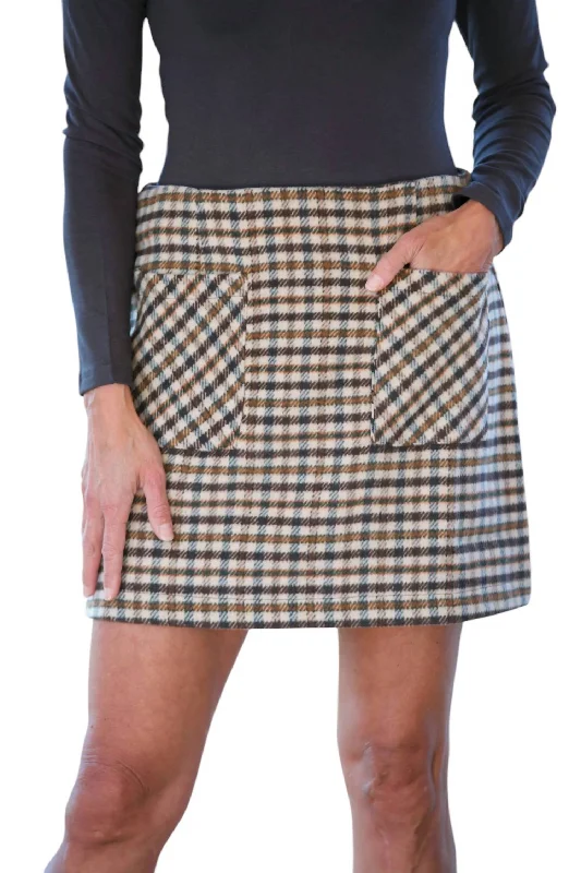 Personalized Series Lilith Plaid Mini Skirt In Brown Multi