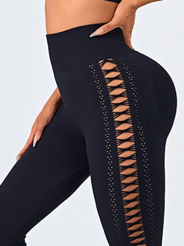 Unique Fashion ZASUWA Female Lace-up Breathable Scrunch Bum High-waisted Leggings