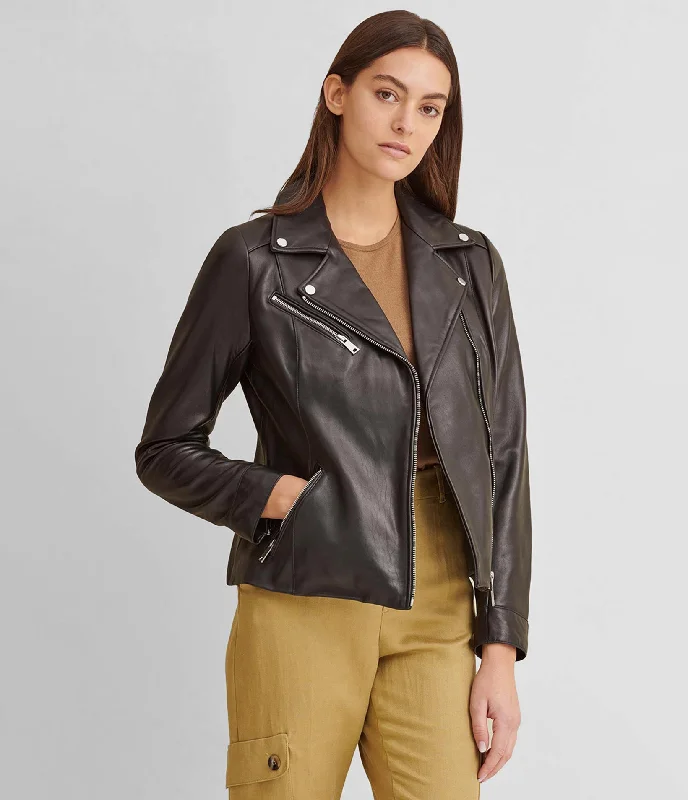 Trendy Items Leather Jacket With Metallic Details