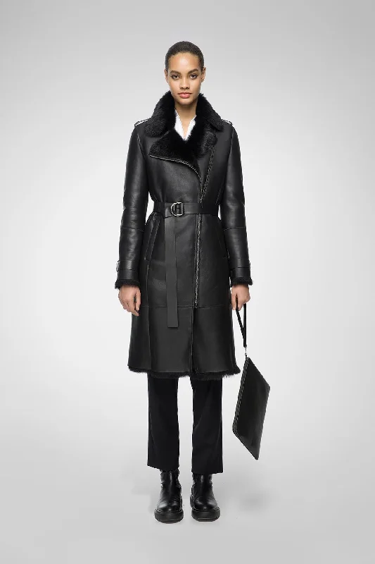 Minimal Classic Harmony - Black Shearling Coat