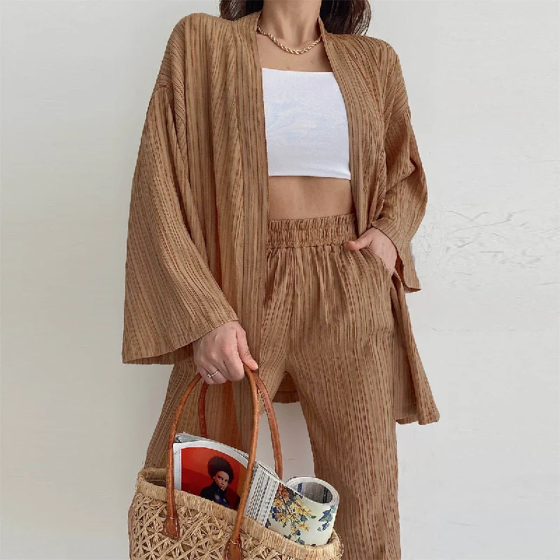 Personalized Series Casual Long Sleeves Tops & Wide Legs Pants Women 2Pcs Sets