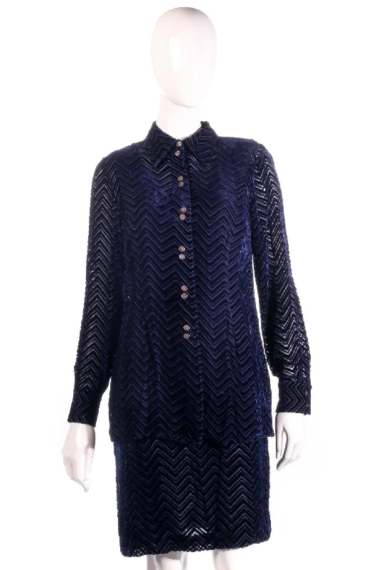 Unique Fashion Austin Reed Devore Velvet Dress and Jacket Dark Blue Size 10