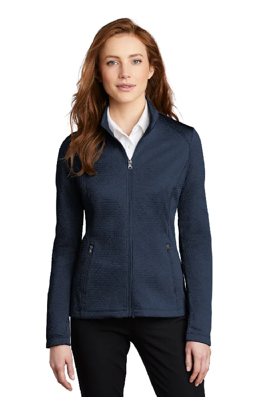 High-quality Design Port Authority Womens Diamond Fleece Full Zip Jacket - Heather Dress Blue Navy - Closeout