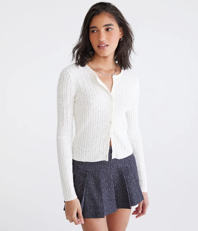 Fashion Pioneer Aeropostale Cable Knit Buttoned Crew Cardigan