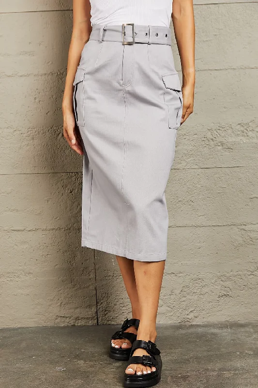 High-end Wear HYFVE Professional Poise Buckled Midi Skirt