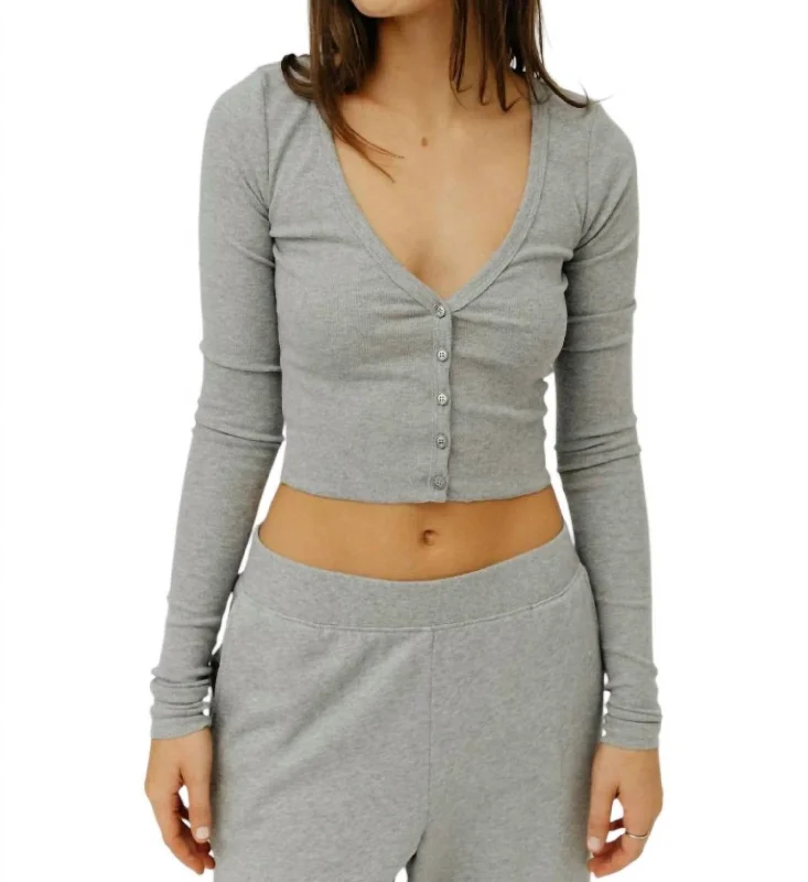 Exclusive Customization Cropped Cardigan In Heather Grey