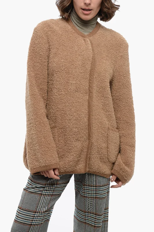 Free And Comfortable Dolce & Gabbana Doubl-Breasted Cashmere Blend Teddy Cardigan With Snap Butto