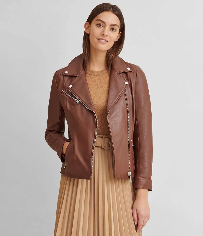 Youthful Style Leather Jacket With Metallic Details