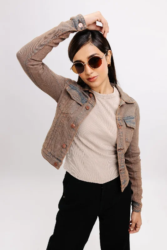 Sports Series Brown Play Stretch Denim Jacket