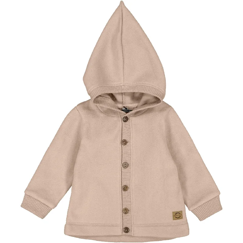 Classic Style Mikk-Line Warm Taupe Cotton Fleece Cardigan w. Hood