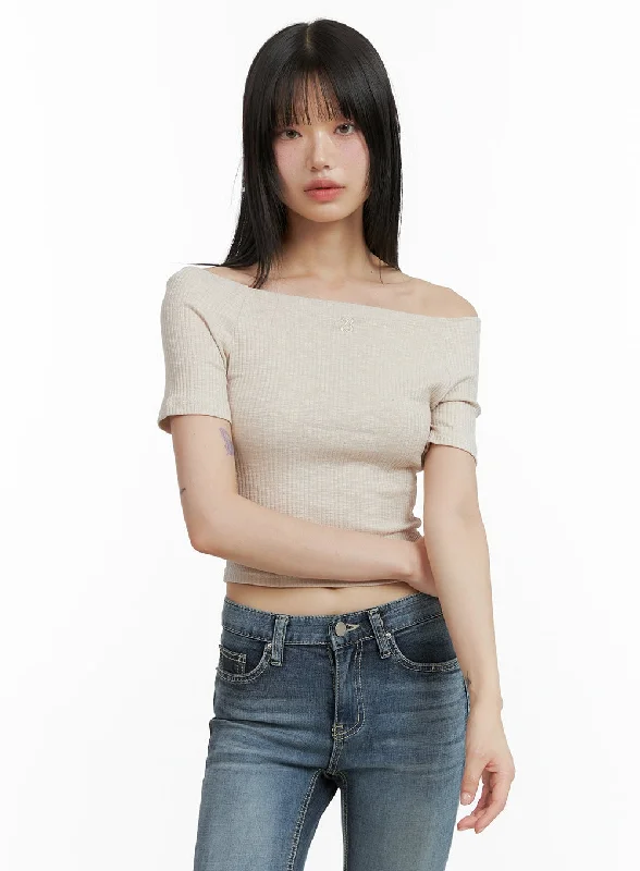 Comfortable Fashion Basic Off Shoulder Crop Top CL403