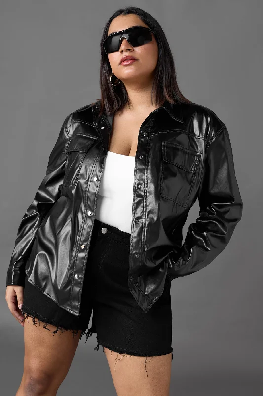 Celebrity Style Curve Classic Black Leather Jacket