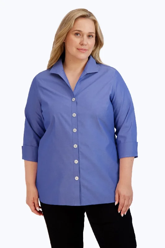 Sweet Breath Pandora Plus Pinpoint No Iron 3/4 Sleeve Tunic, Dark Chambray