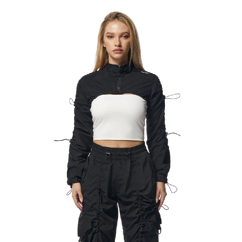 Sweet Breath Windbreaker Multi Bungee Bolero Jacket - Black