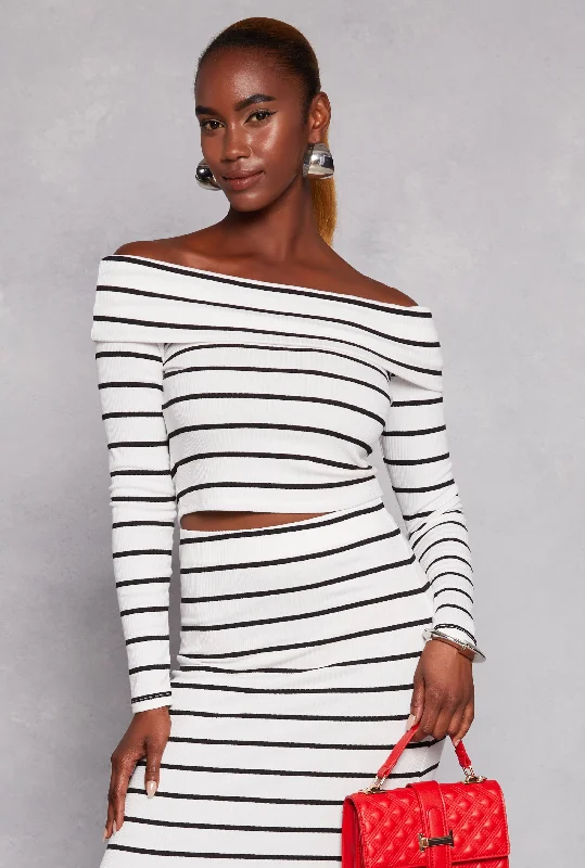 End Of The Year Madden Girl Striped Off the Shoulder Top