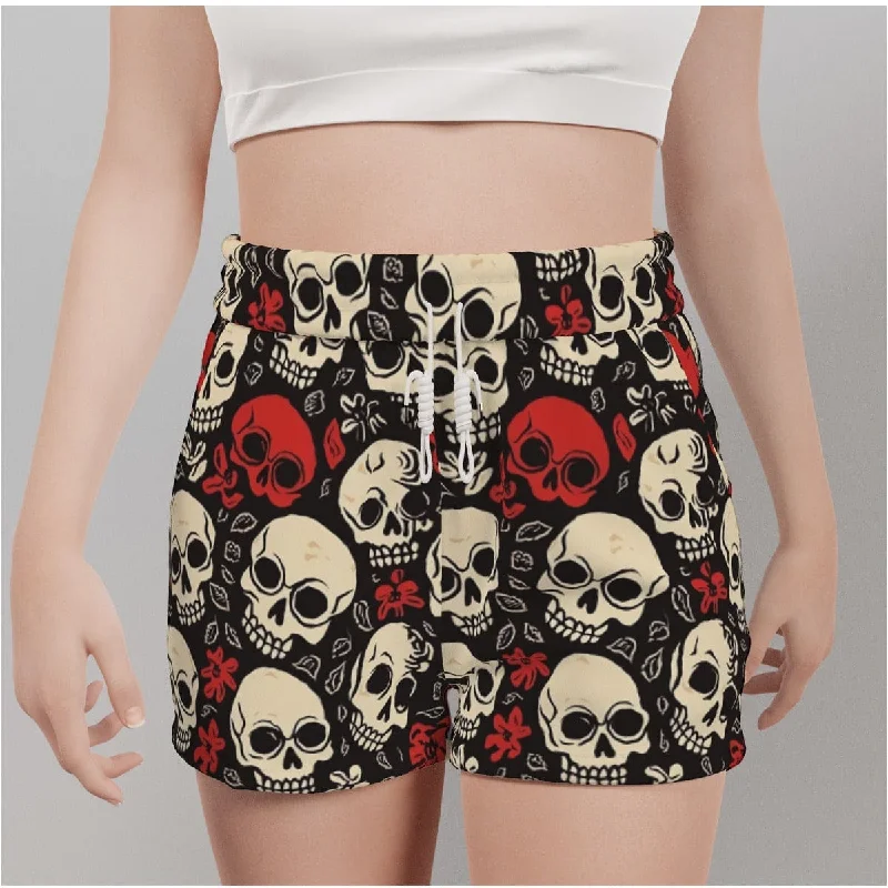 High Street Design Women's Red And White Casual Shorts