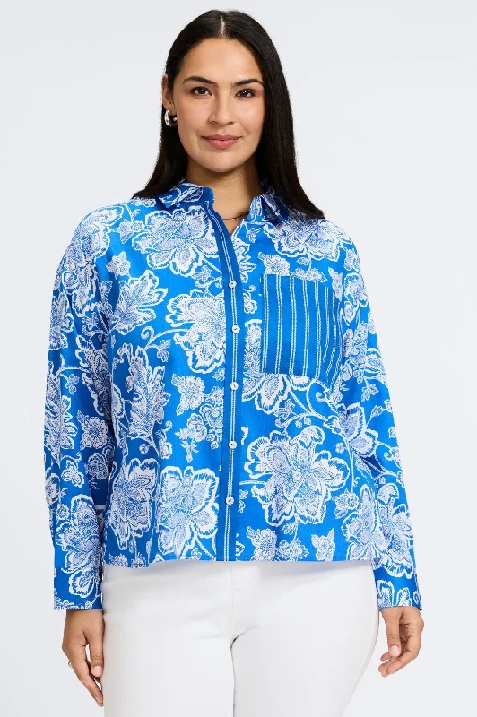 Fashion Expert Marina Plus No Iron Woodblock Floral Long Sleeve Shirt