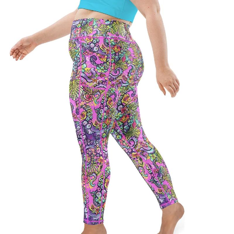 Integrated Design Plus Size Eco-friendly Octofloral Splatterparty Leggings