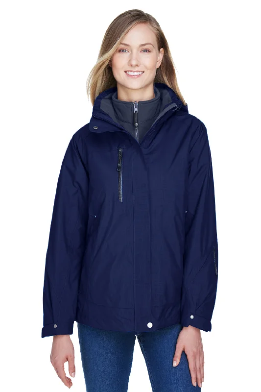 Economic Outlook North End Womens Caprice 3-in-1 Waterproof Full Zip Hooded Jacket - Classic Navy Blue