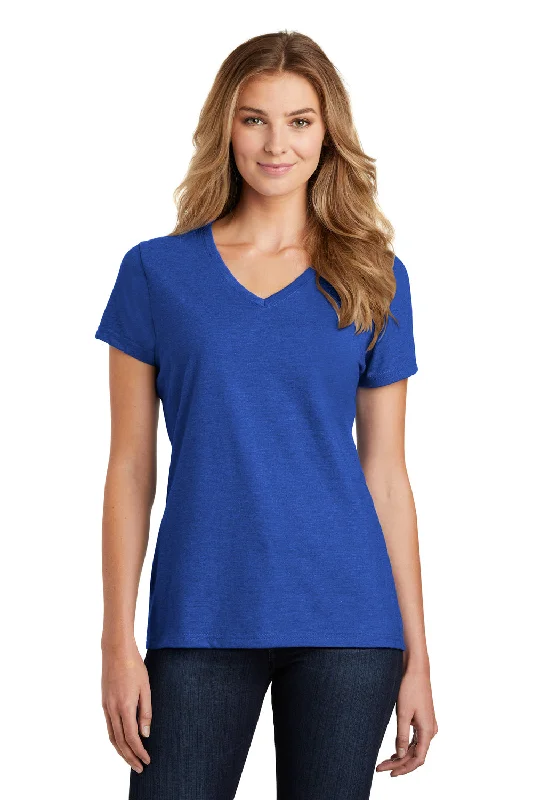 Casual Elegance Port & Company Womens Fan Favorite Short Sleeve V-Neck T-Shirt - Heather True Royal Blue