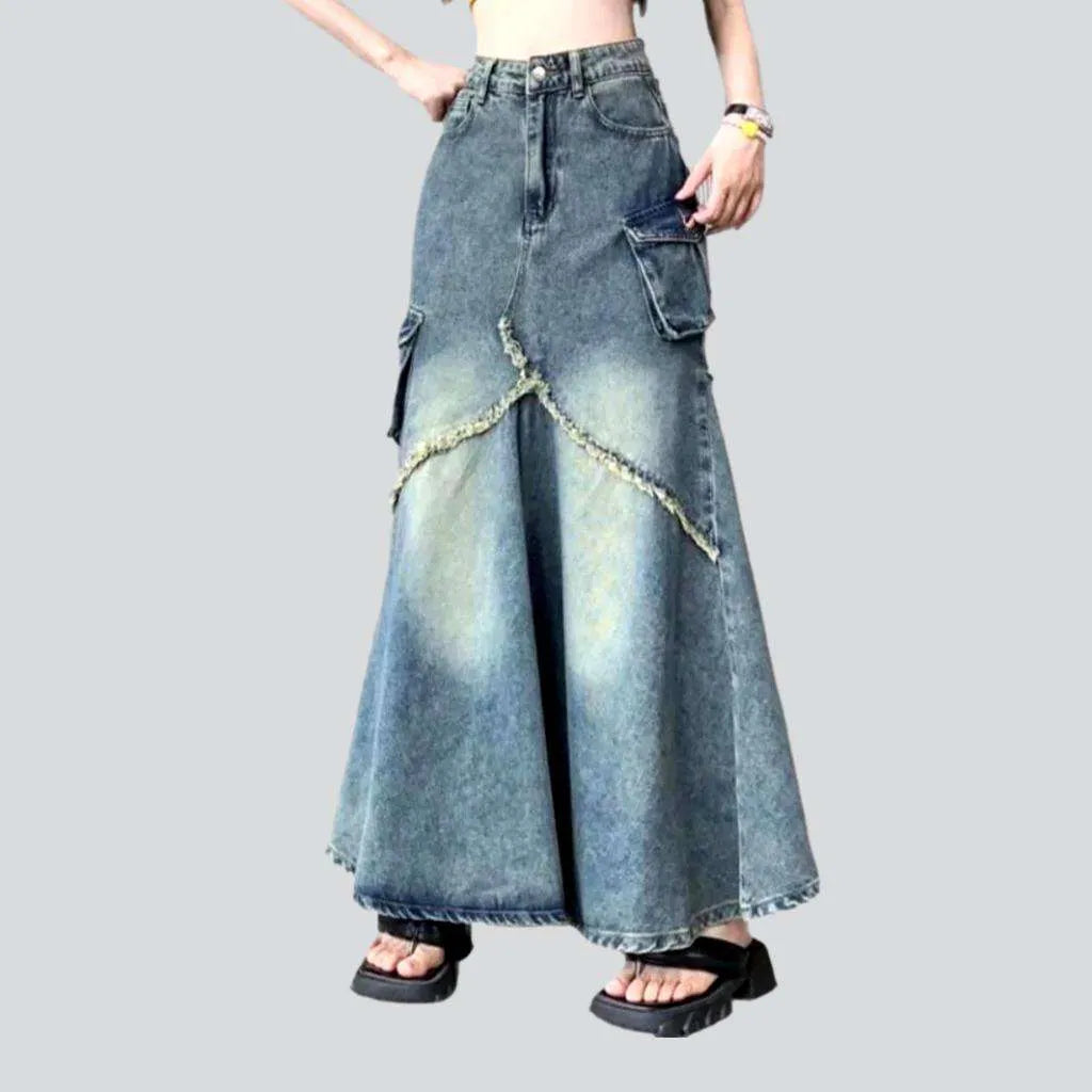 Urban Design Sense Cargo long women's denim skirt