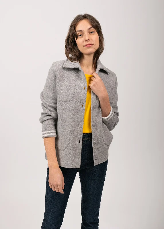 Dressing Tips NASHVILLE - Short Buttoned Jacket with Patch Pockets for Women (LIGHT GREY / WINTER WHITE)