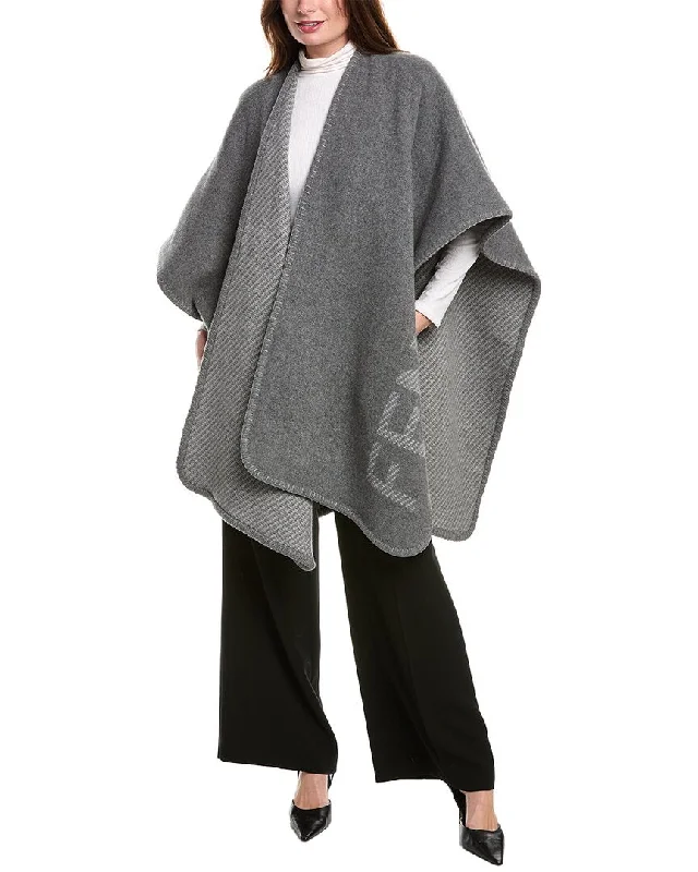 Effortless Style FENDI Logo Wool & Cashmere-Blend Poncho