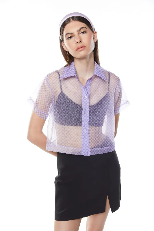 Integrated Design SHEER CHECKERED BUTTON UP