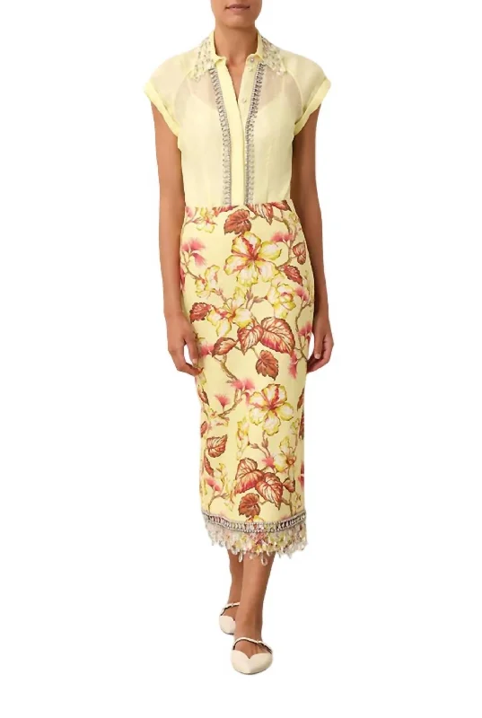 Classic Design Matchmaker Diamante Skirt In Yellow Hibiscus