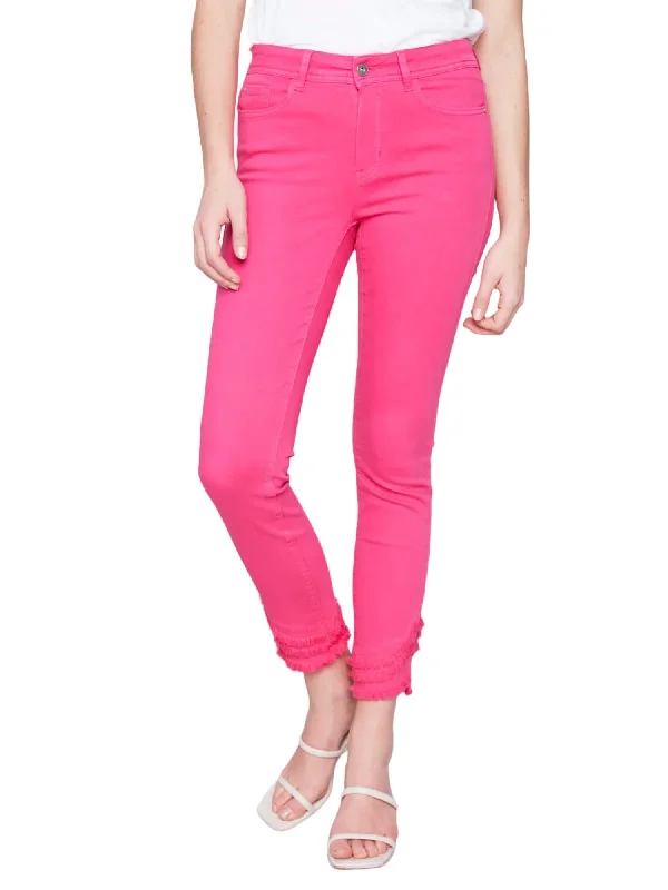 Luxury Fashion Ankle Slanted Fridge Pant In Pink Punch