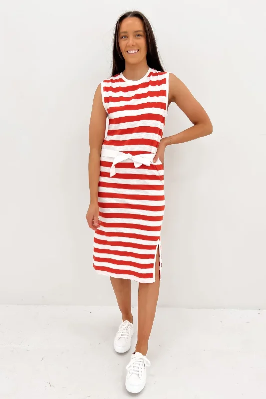 High-quality Design Bondi Dress Stripe Spicy Orange White Stripe