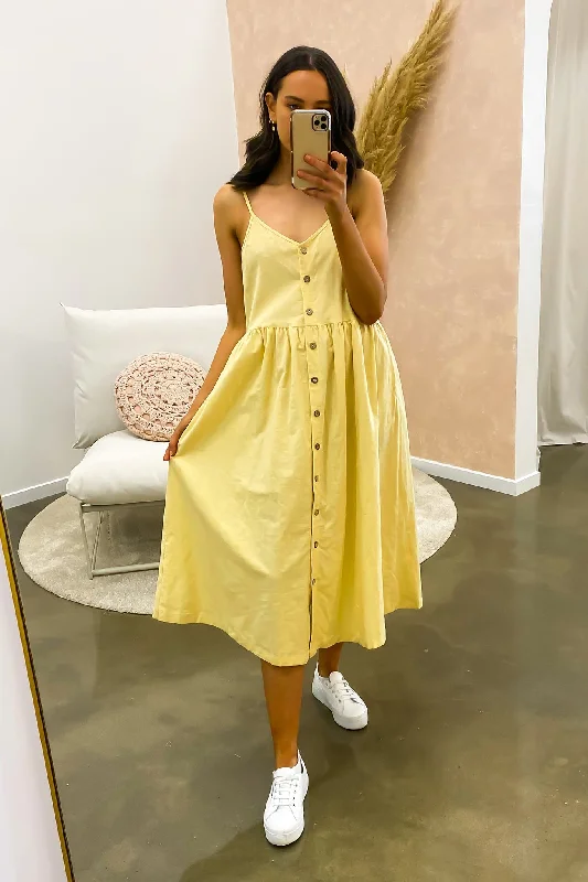 Relaxed Style Chelsea Midi Dress Yellow