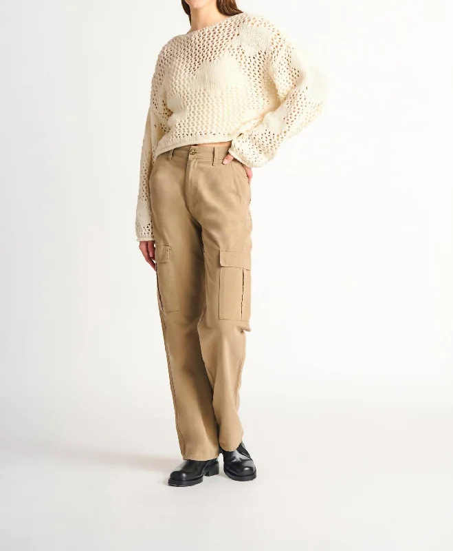 Unique Fashion Dylan Cargo Pants In Medium Tan Wash