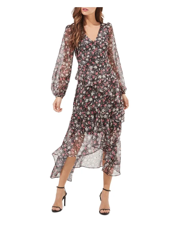 Bright Colors Fairfax Womens Floral Ruffled Maxi Dress